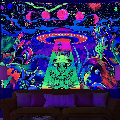 Alien Bar Skeleton Fluorescent Tapestry